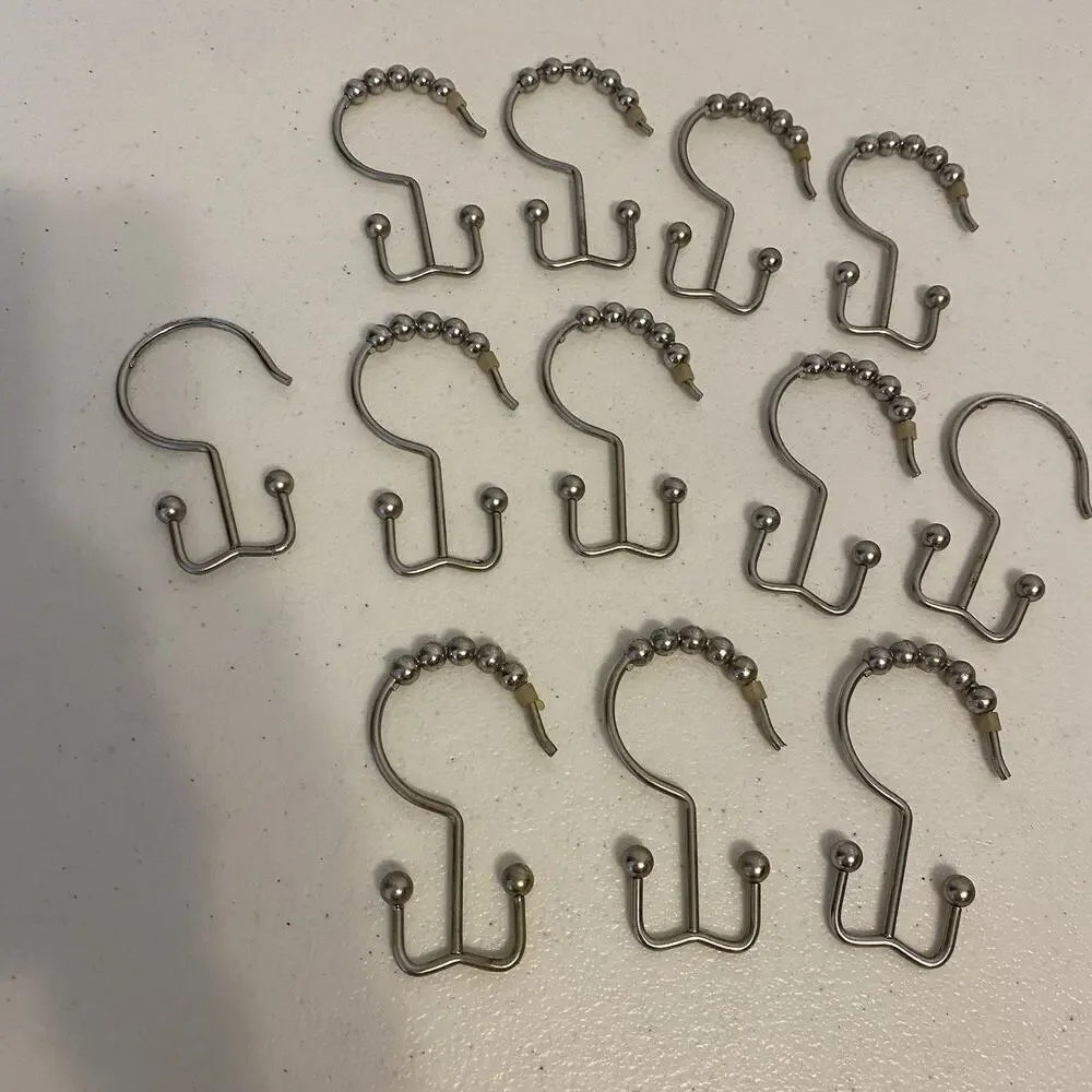 Unbranded Double Glide Roller Set of 12 Shower Curtain Hooks, Double Sided